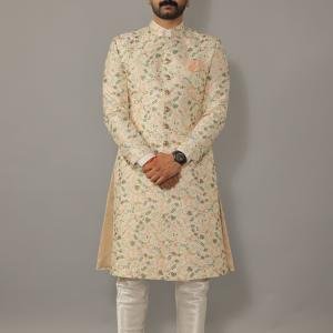 Lucknowi Chikankari Sherwani - Buy Pastel Achkan | Jaipurio